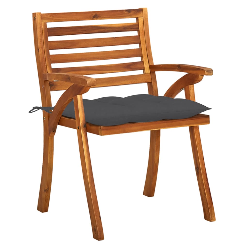 Chaises de jardin 4 pcs avec coussins en bois d'acacia massif