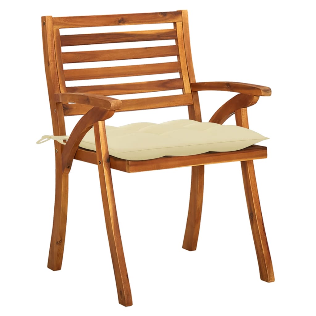 Chaises de jardin 4 pcs avec coussins en bois d'acacia massif