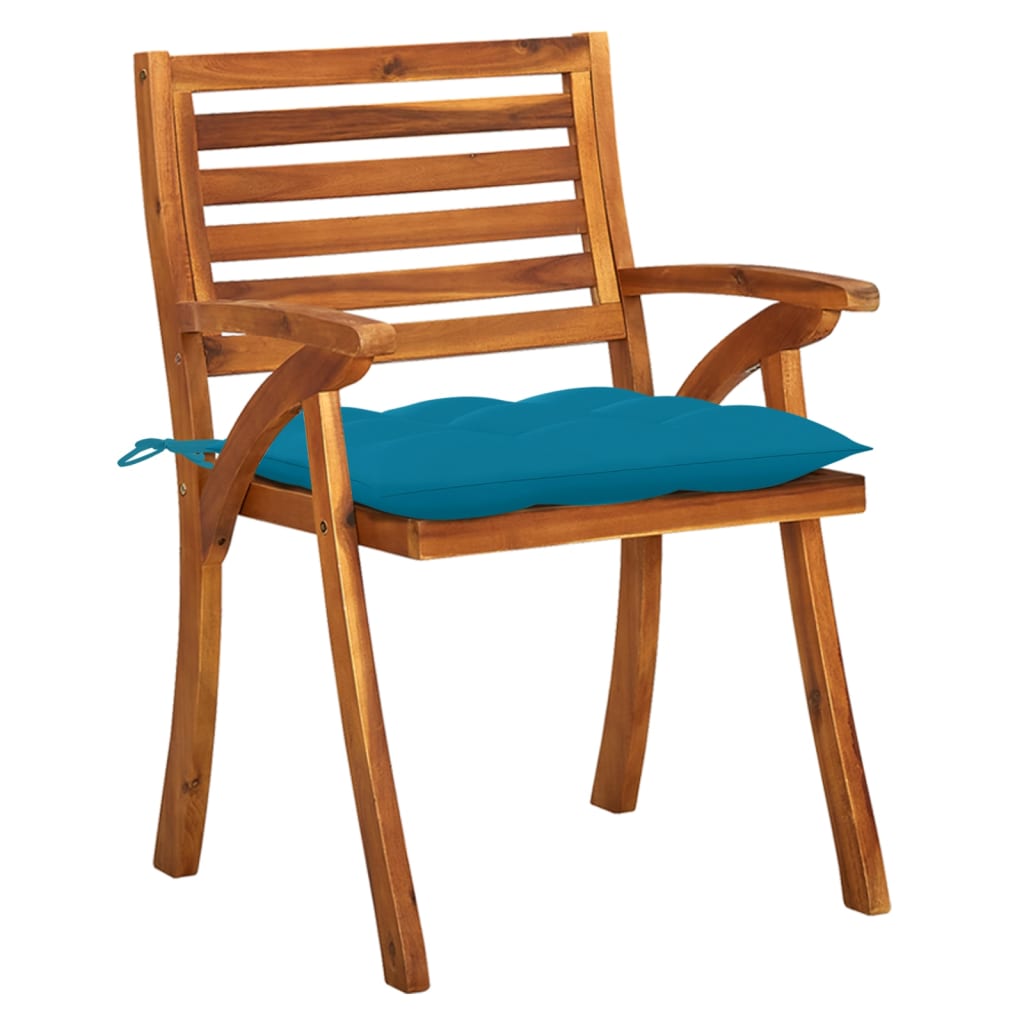 Chaises de jardin 4 pcs avec coussins en bois d'acacia massif