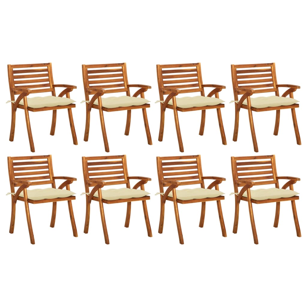 Chaises de jardin 4 pcs avec coussins en bois d'acacia massif