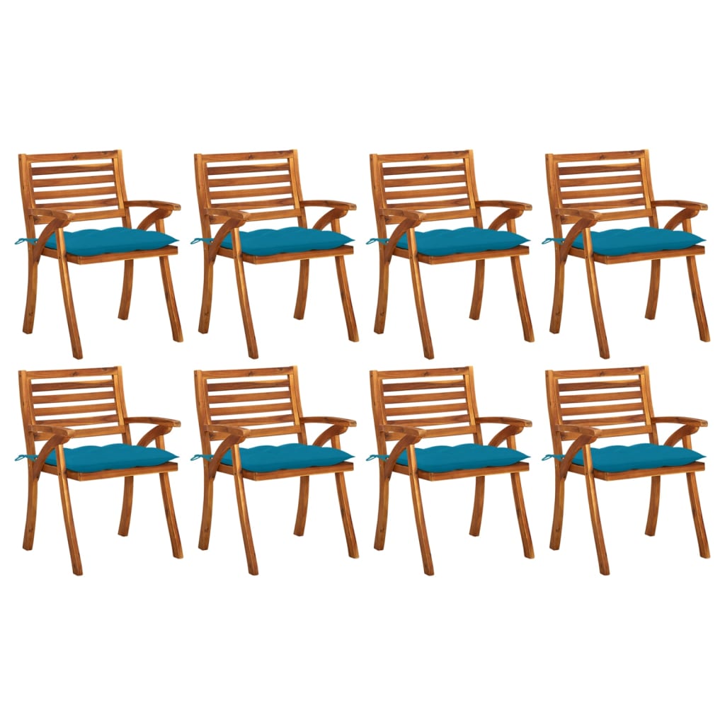 Chaises de jardin 4 pcs avec coussins en bois d'acacia massif