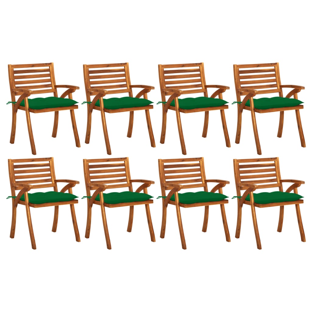 Chaises de jardin 4 pcs avec coussins en bois d'acacia massif