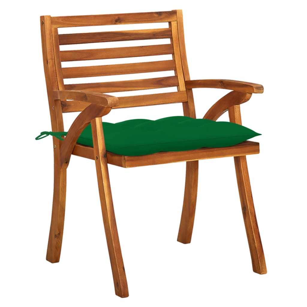 Chaises de jardin 4 pcs avec coussins en bois d'acacia massif