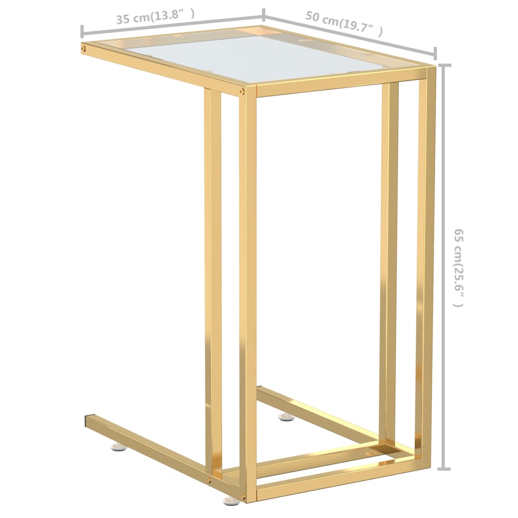 Computer bijzettafel 50x35x65 cm gehard glas