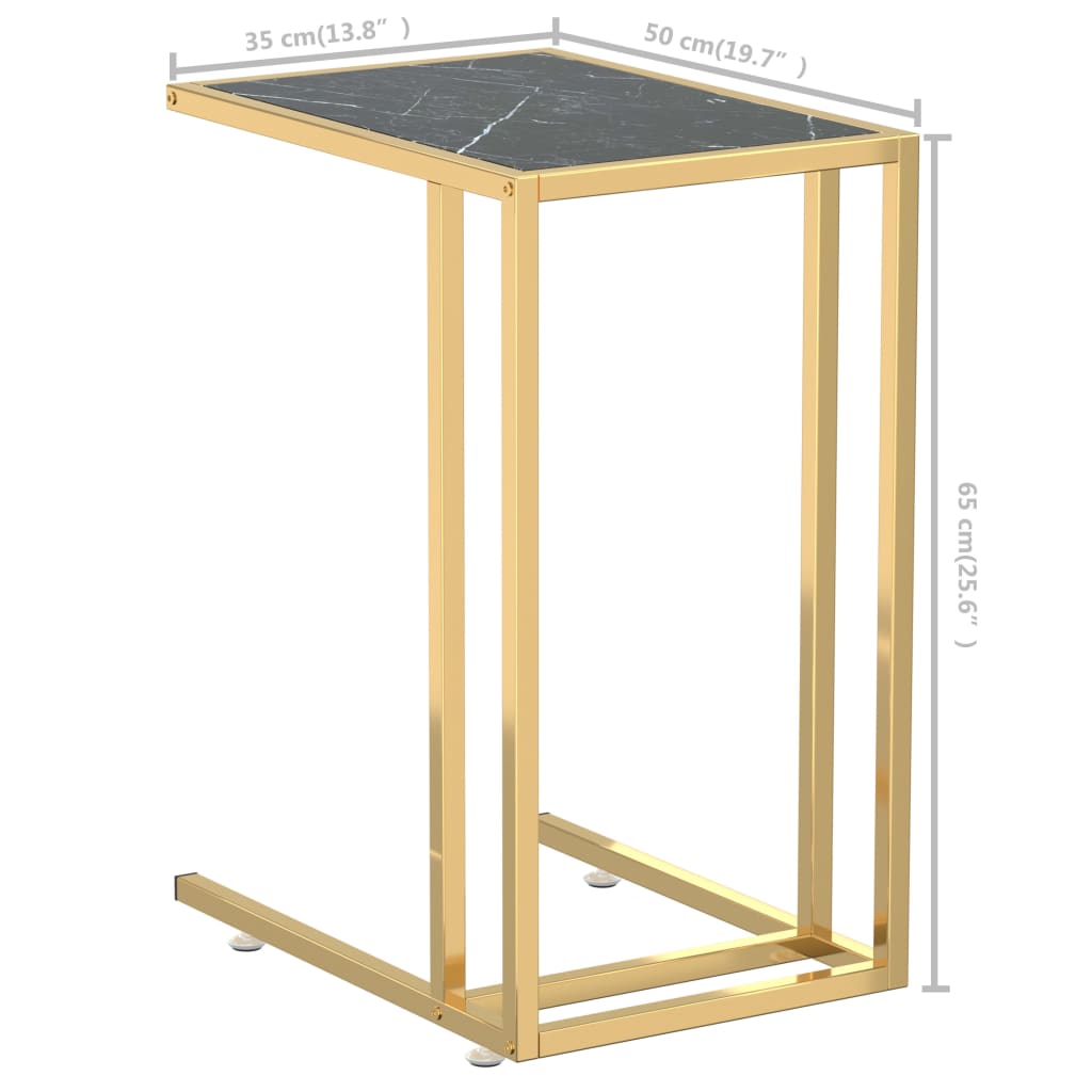 Computer bijzettafel 50x35x65 cm gehard glas