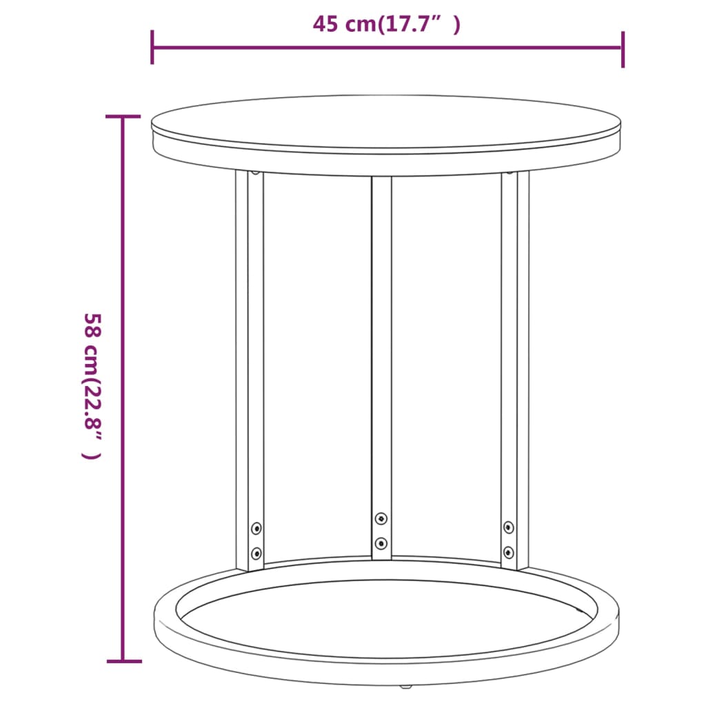 Table d'appoint 45 cm verre trempé doré