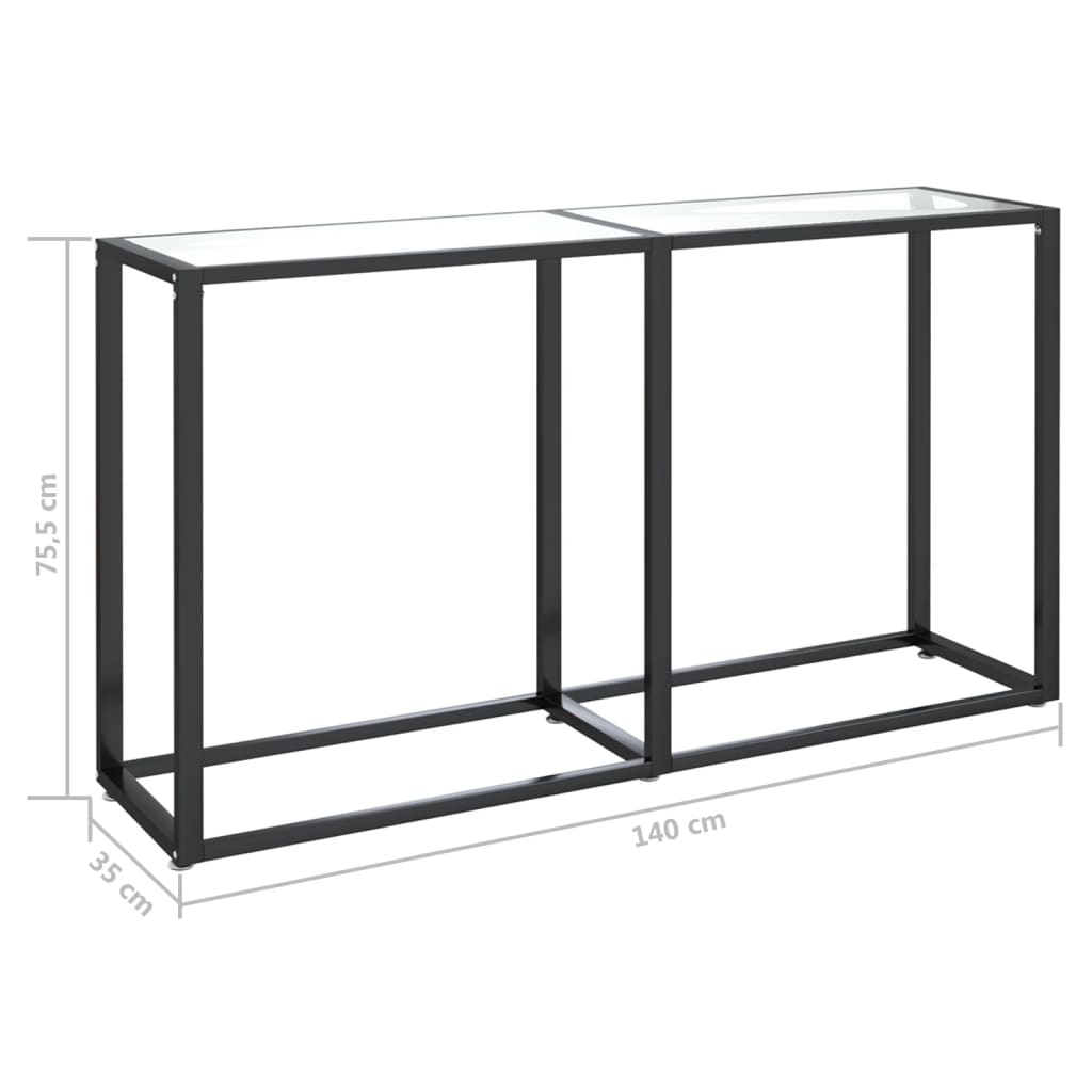 Wandtafel 140x35x75,5 cm gehard glas zwartmarmerkleurig