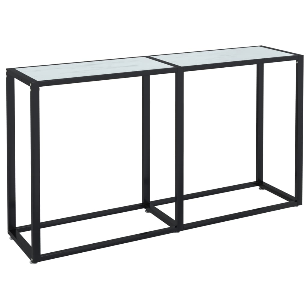 Table murale 140x35x75,5 cm verre trempé, marbre noir