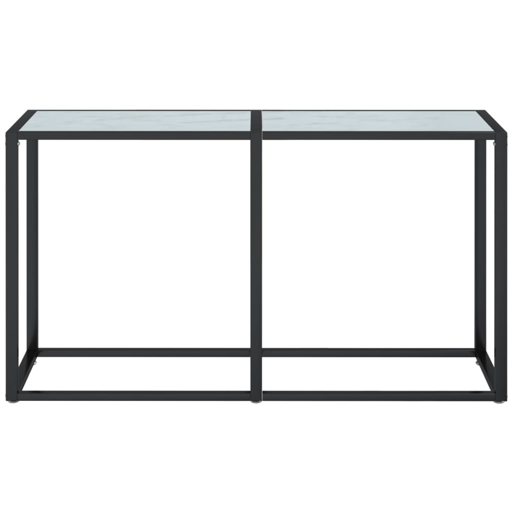 Table murale 140x35x75,5 cm verre trempé, marbre noir