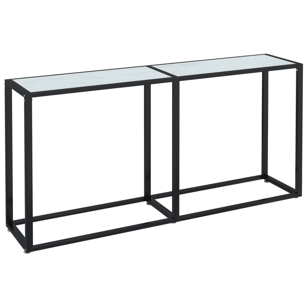 Table murale 140x35x75,5 cm verre trempé, marbre noir