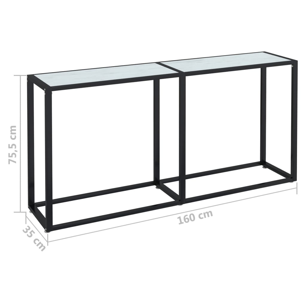 Table murale 140x35x75,5 cm verre trempé, marbre noir