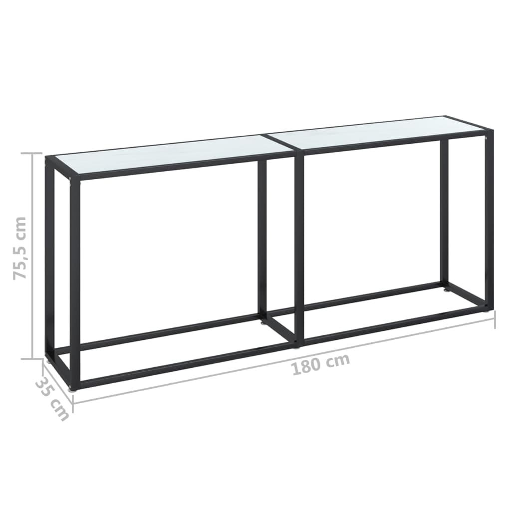 Wandtafel 140x35x75,5 cm gehard glas zwartmarmerkleurig