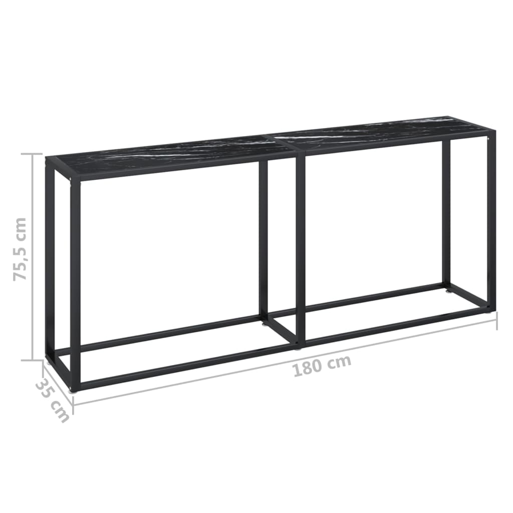 Wandtafel 140x35x75,5 cm gehard glas zwartmarmerkleurig