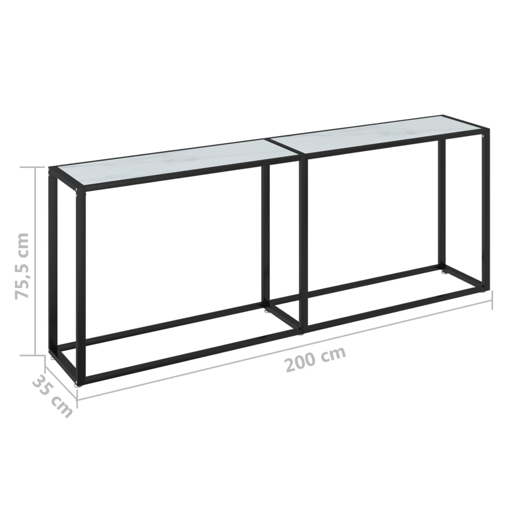 Table murale 140x35x75,5 cm verre trempé, marbre noir