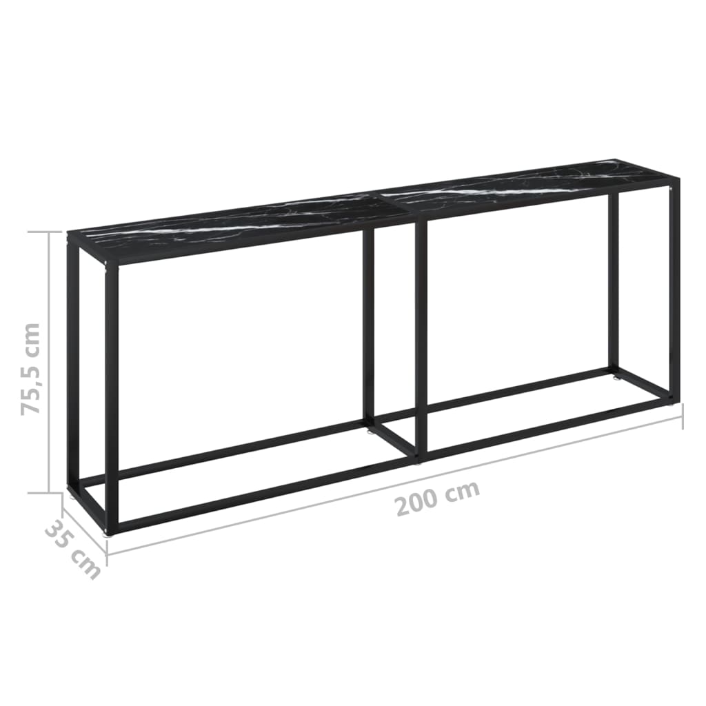 Wandtafel 140x35x75,5 cm gehard glas zwartmarmerkleurig