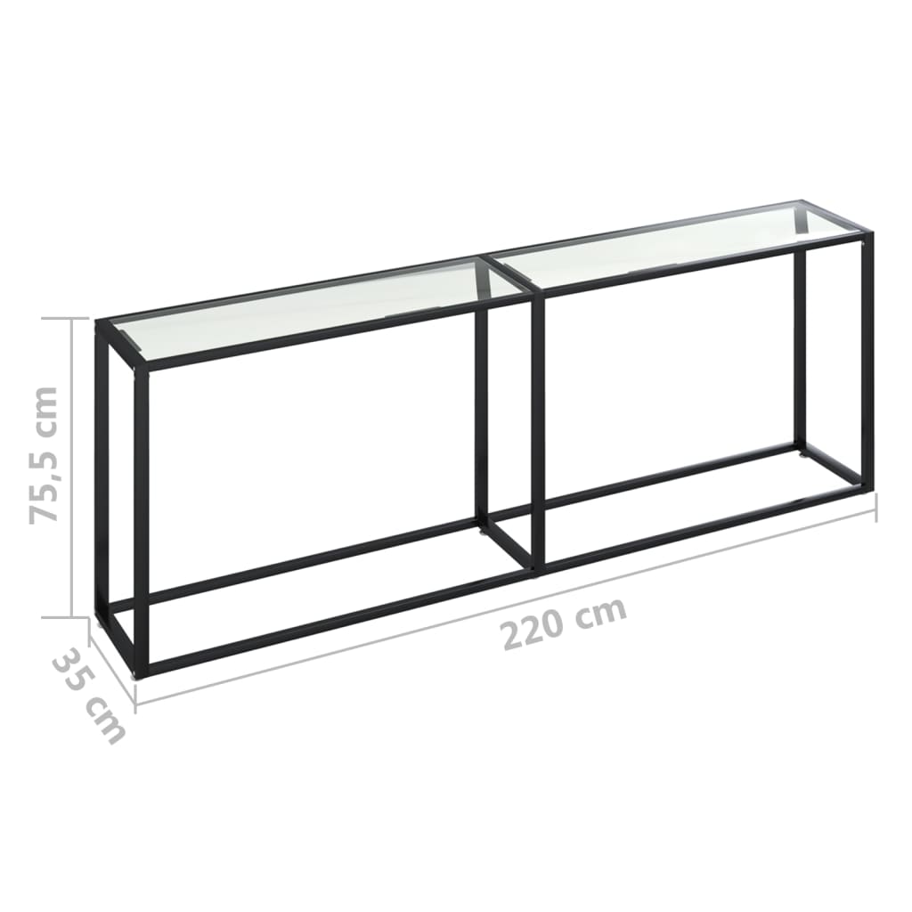 Table murale 220x35x75,5 cm verre trempé marbre blanc