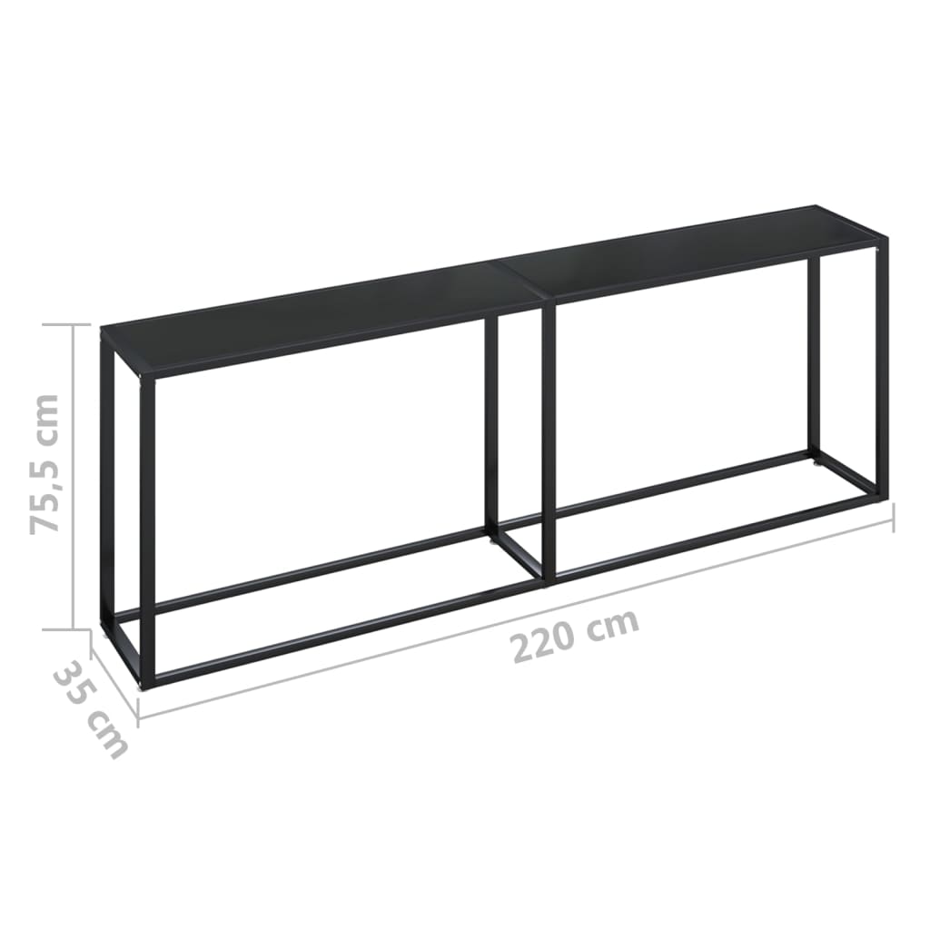 Table murale 140x35x75,5 cm verre trempé, marbre noir