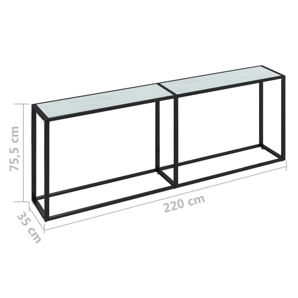 Table murale 140x35x75,5 cm verre trempé, marbre noir