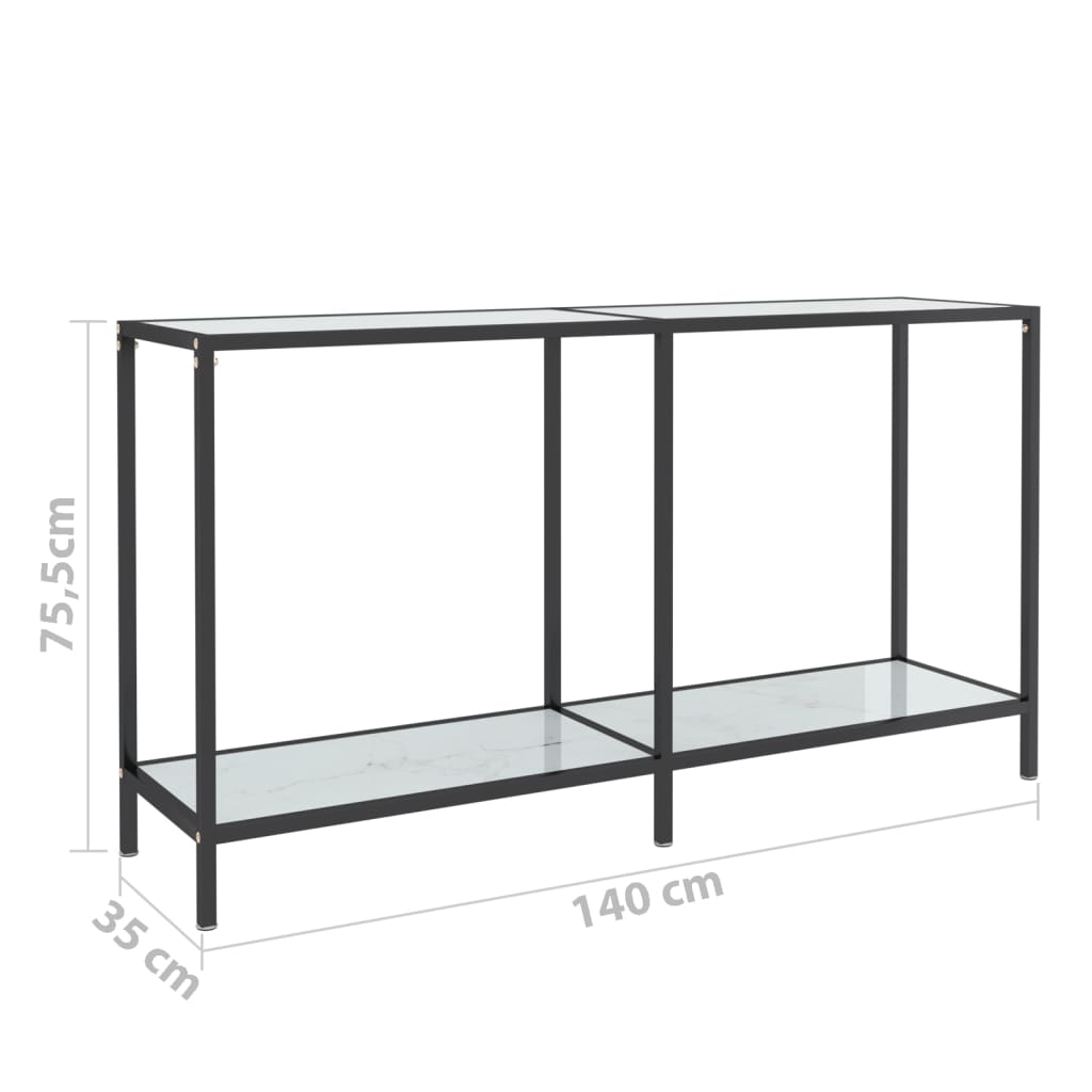 Wandtafel 140x35x75,5 cm gehard glas transparant