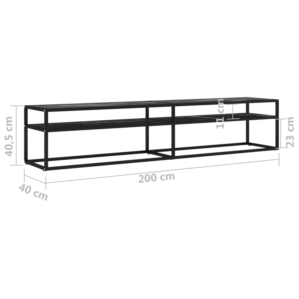 Tv-meubel 200x40x40,5 cm gehard glas witmarmerkleurig