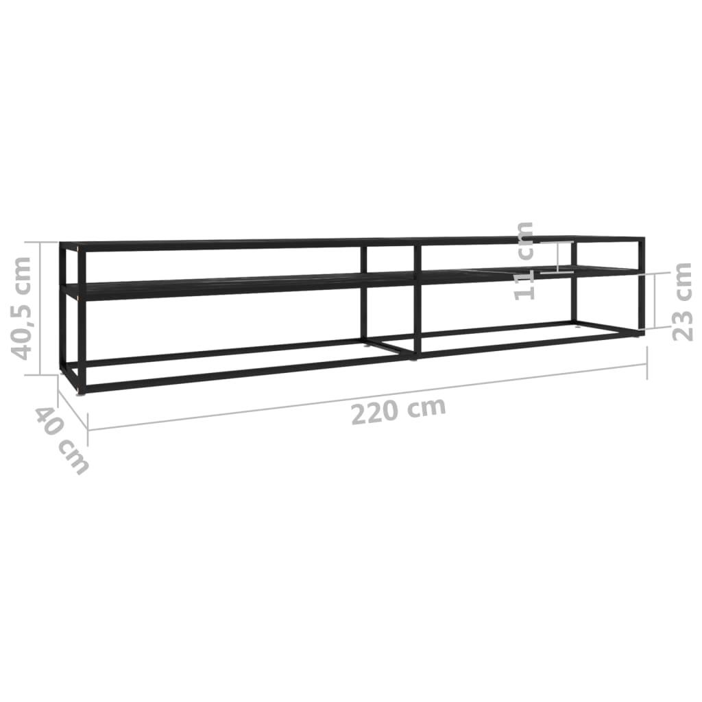 Tv-meubel 200x40x40,5 cm gehard glas witmarmerkleurig