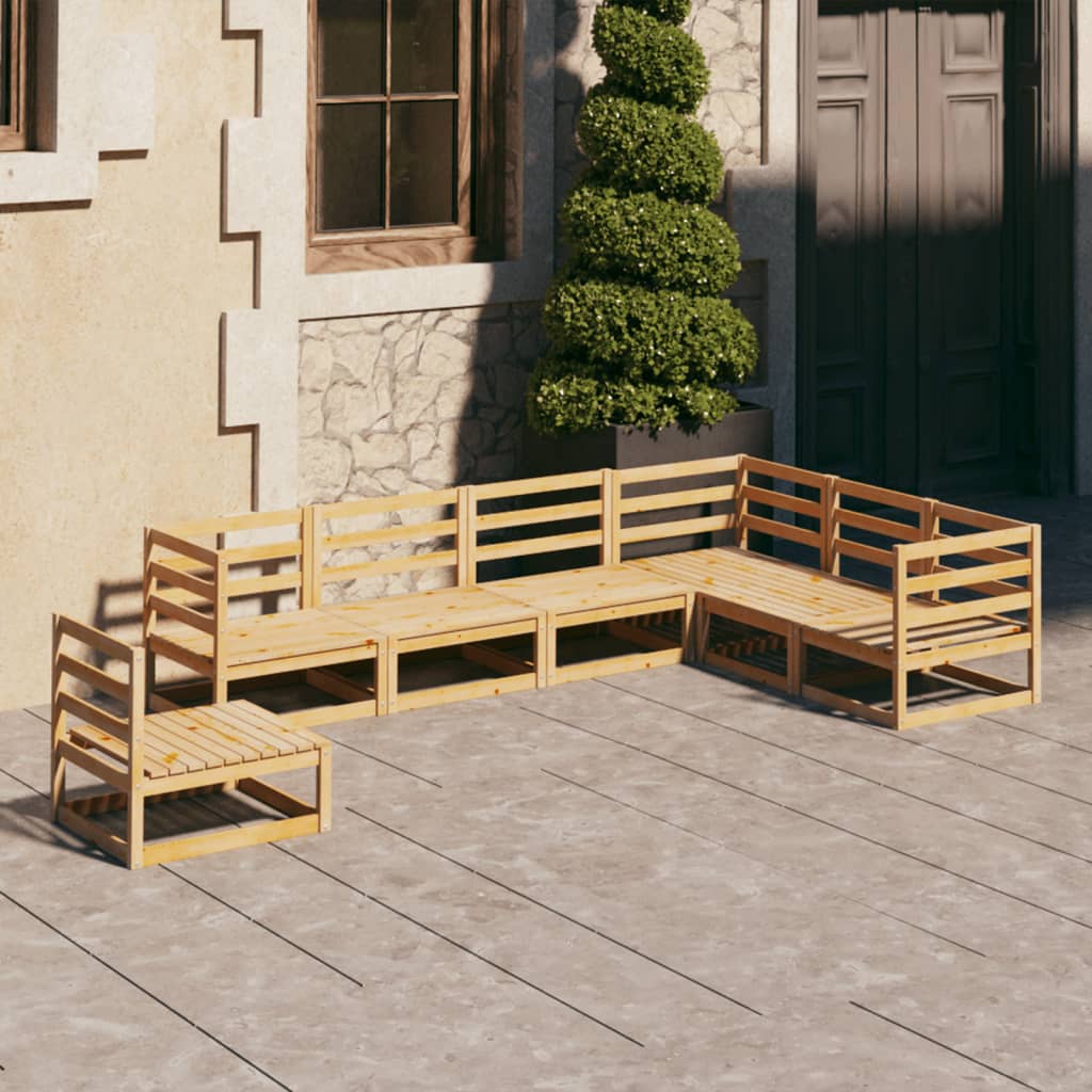 Ensemble de salon 7 pièces avec coussins en bois de pin massif