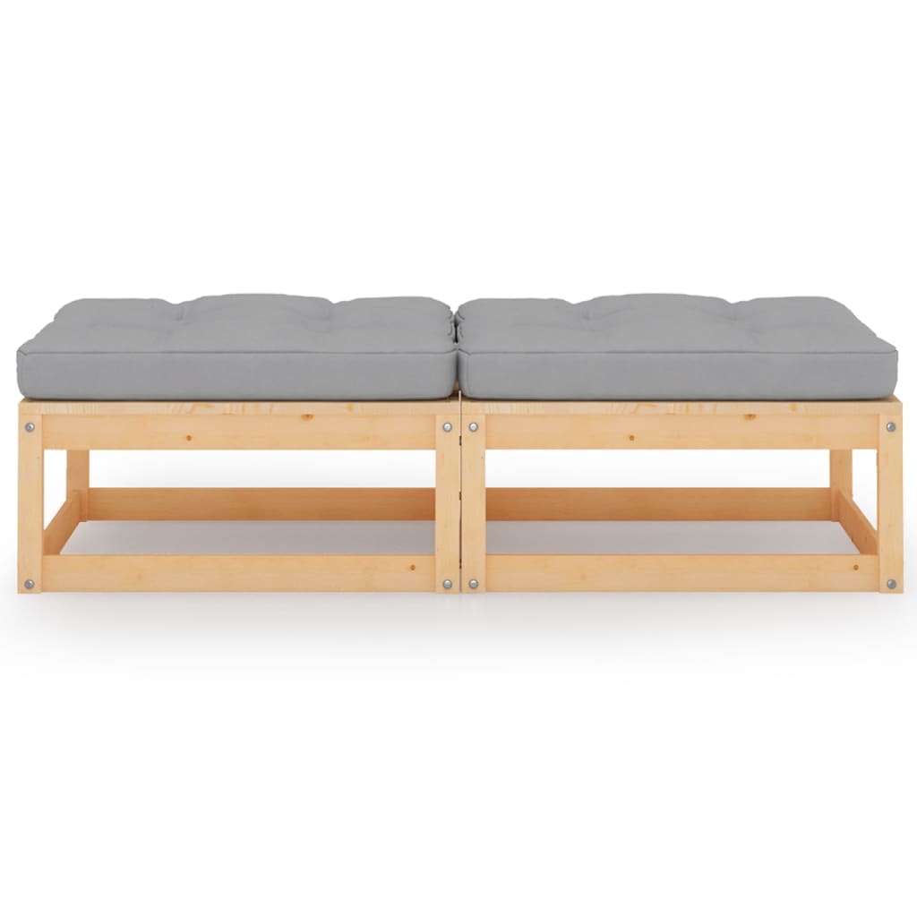 Repose-pieds de jardin 2 pcs avec coussins en bois de pin massif