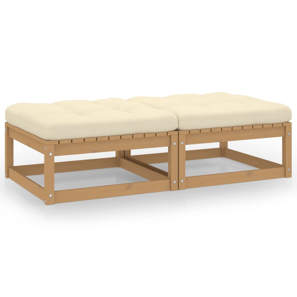 Repose-pieds de jardin 2 pcs avec coussins en bois de pin massif