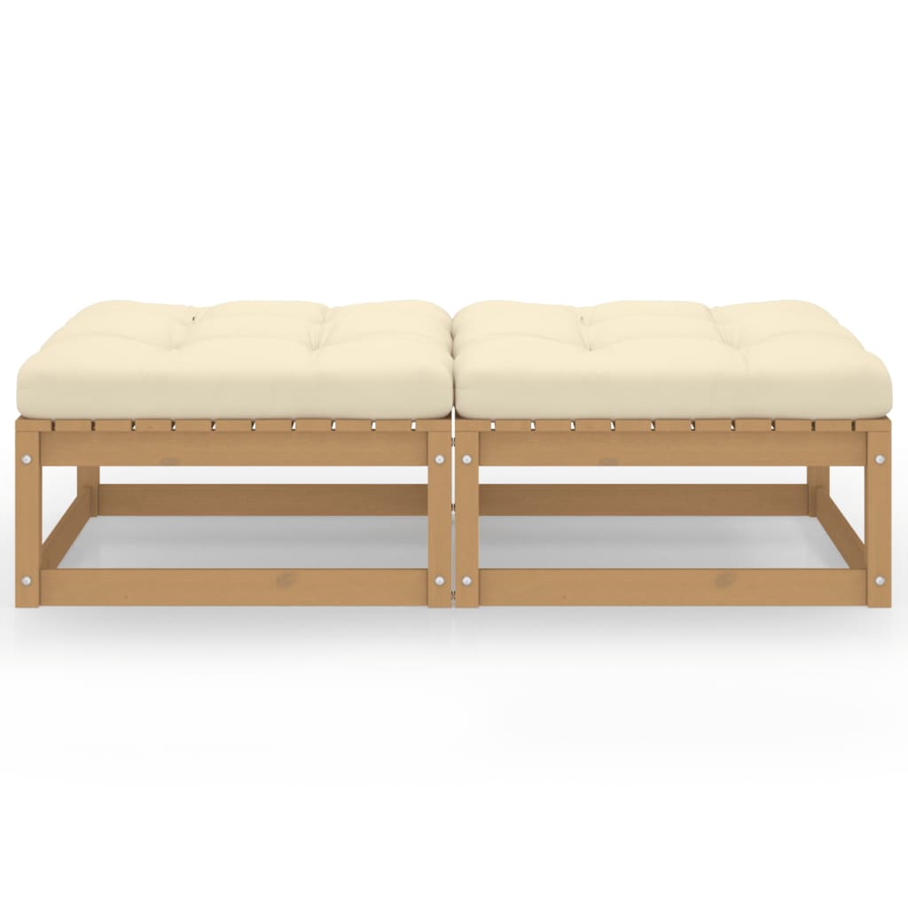 Repose-pieds de jardin 2 pcs avec coussins en bois de pin massif