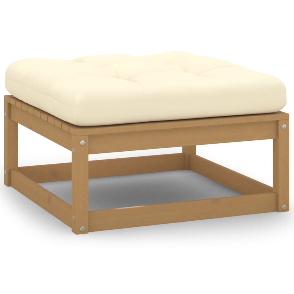 Repose-pieds de jardin 2 pcs avec coussins en bois de pin massif