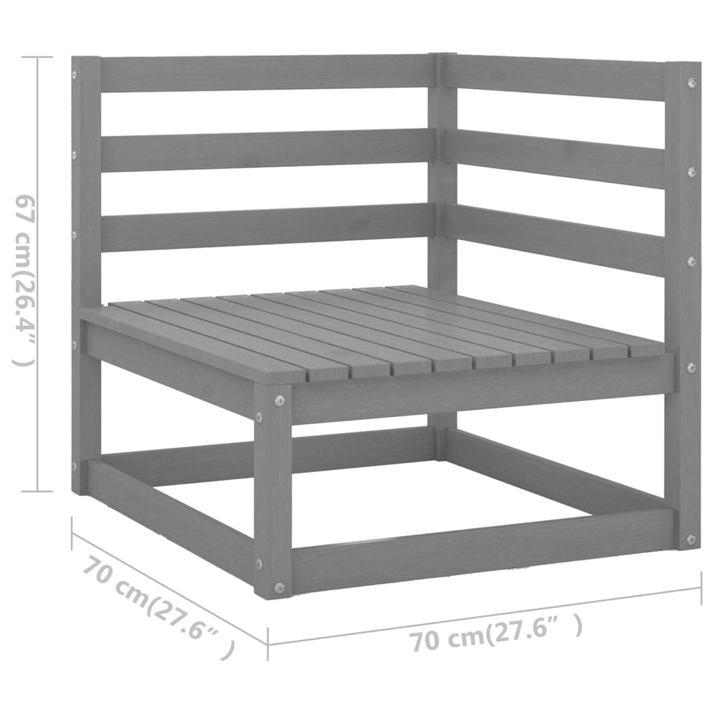 9-delige Loungeset met kussens massief grenenhout