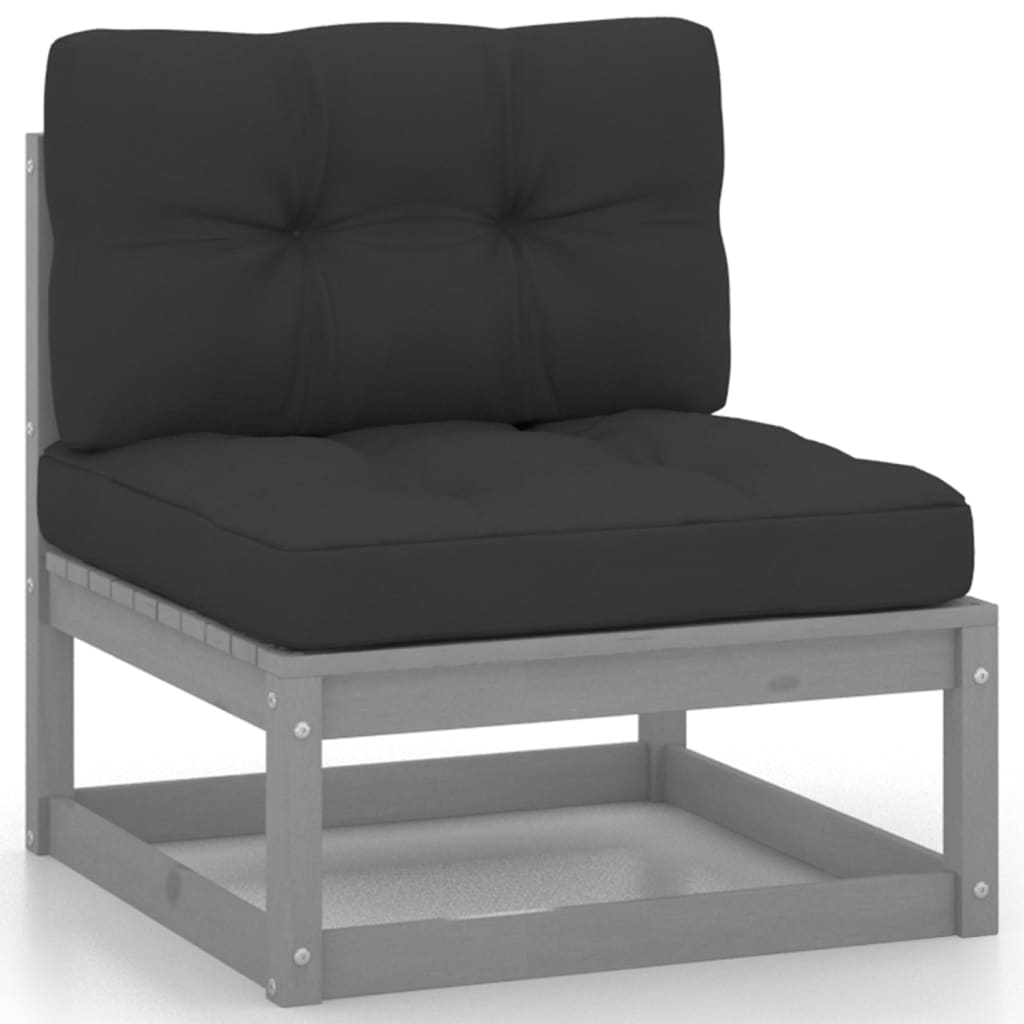 Ensemble Lounge 10 pièces avec coussins en pin de couleur anthracite