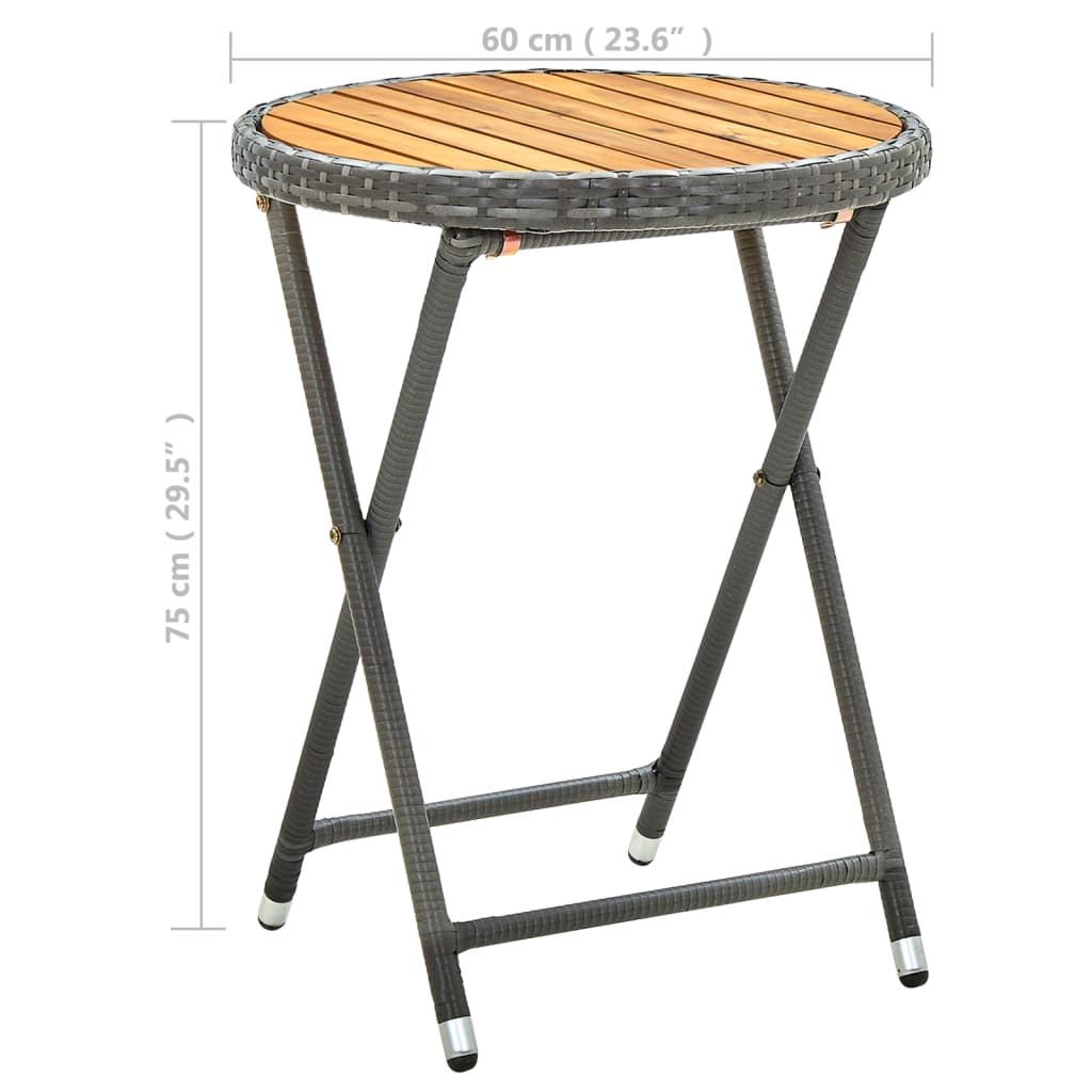 Salontafel 60 cm poly rattan en massief acaciahout