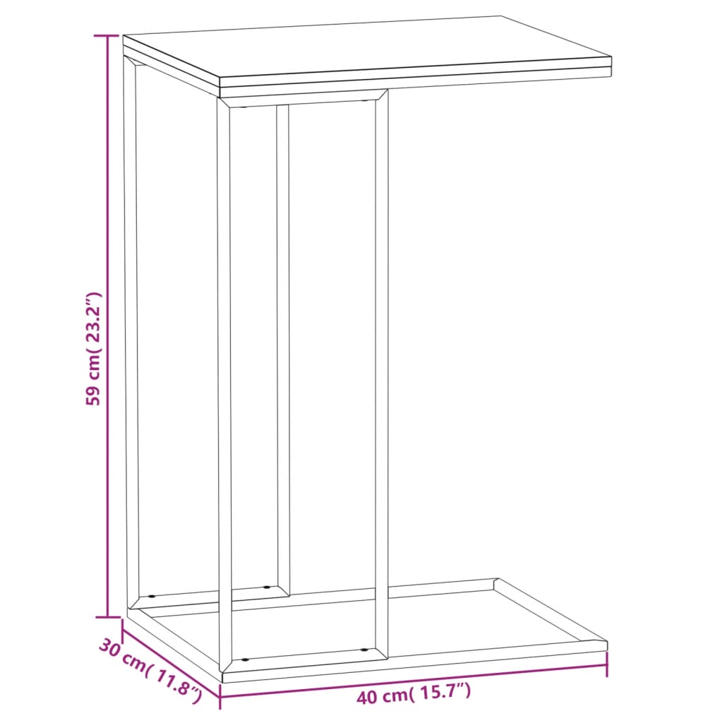 Table d'appoint à roulettes 40x30x63,5 bois travaillé