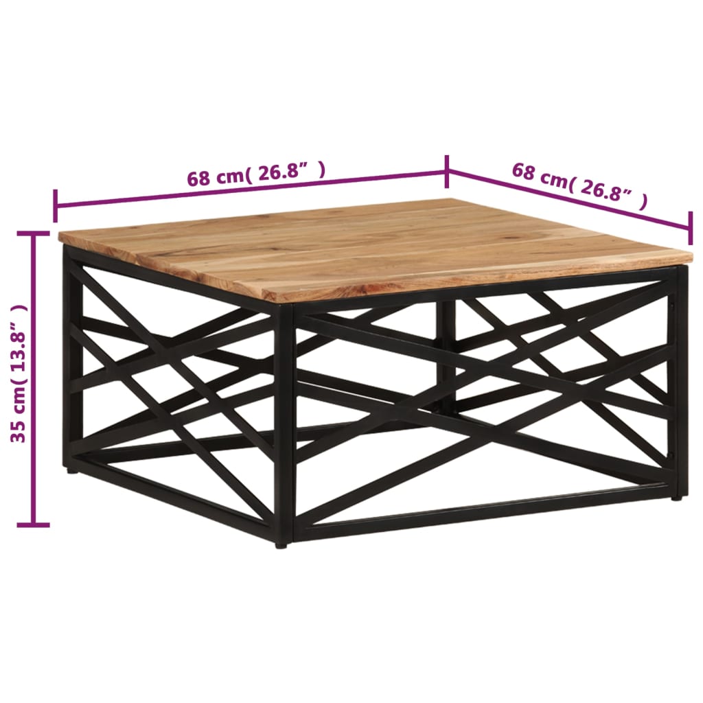 Salontafel 68x68x35 cm massief mangohout