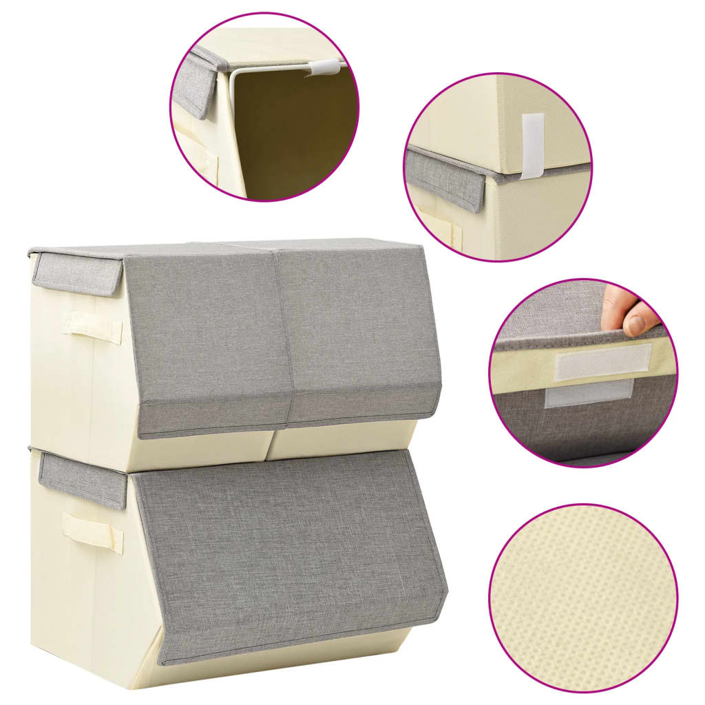 Ensemble de boîtes de rangement empilables en tissu 4 pièces