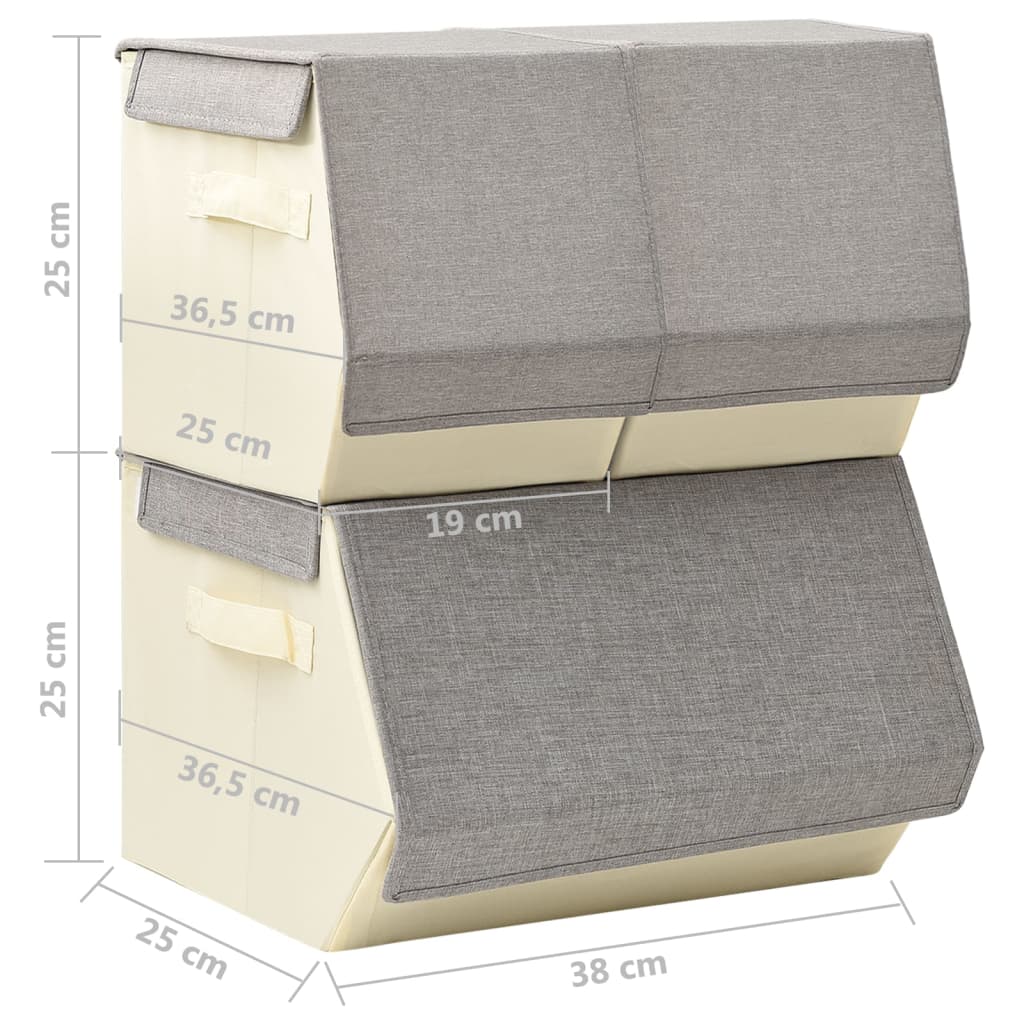 Ensemble de boîtes de rangement empilables en tissu 4 pièces