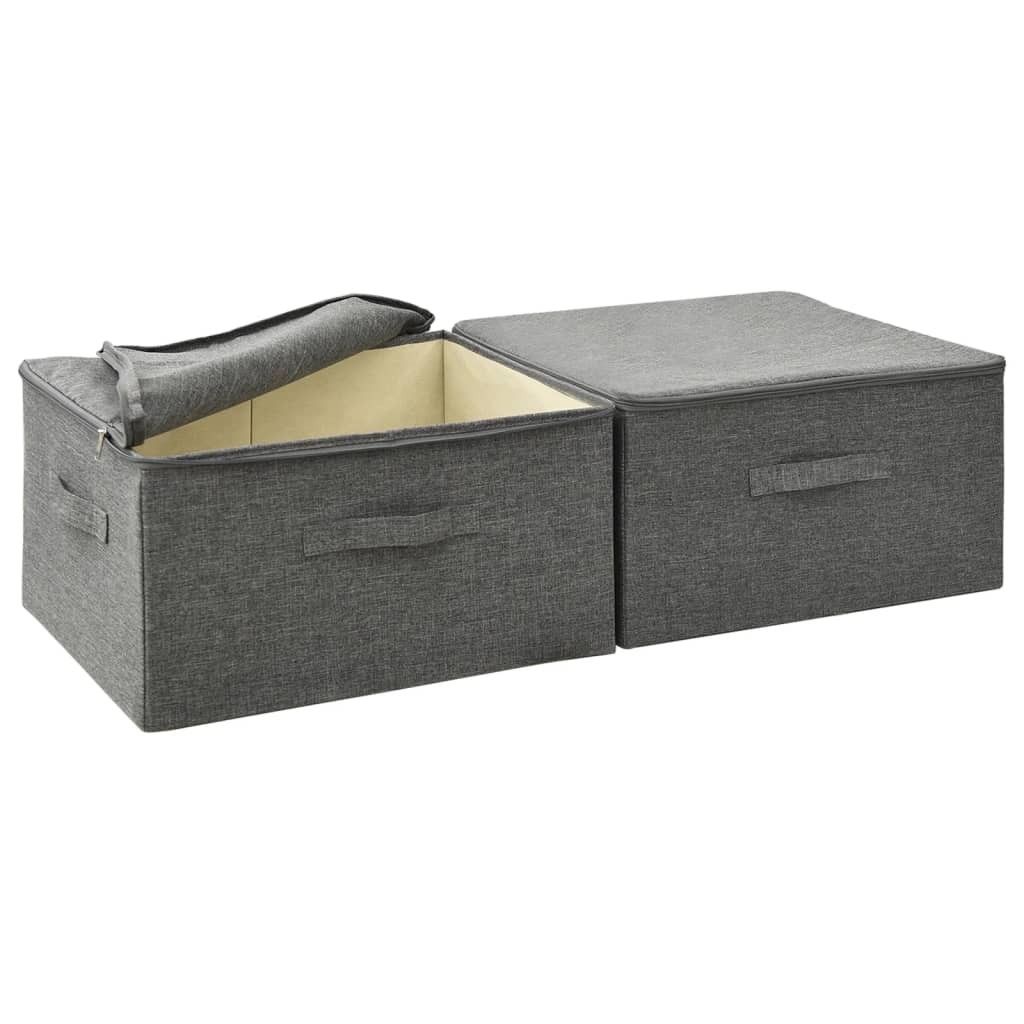 Opbergboxen 2 st 43x34x23 cm stof crèmekleurig