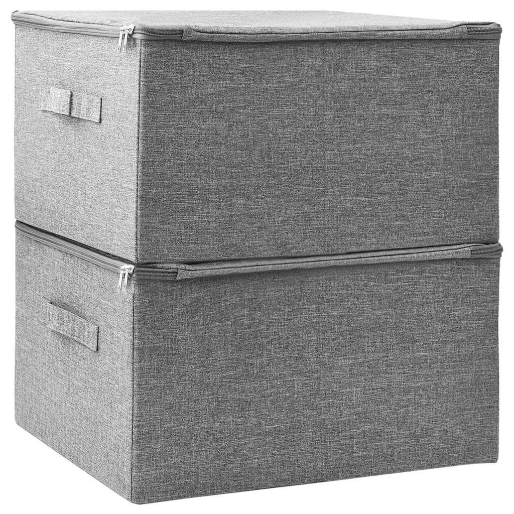 Opbergboxen 2 st 43x34x23 cm stof crèmekleurig