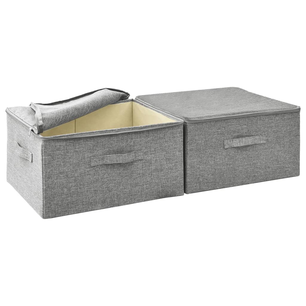 Opbergboxen 2 st 43x34x23 cm stof crèmekleurig