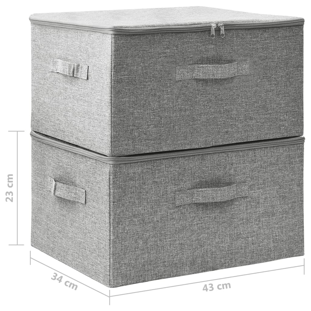 Opbergboxen 2 st 43x34x23 cm stof crèmekleurig