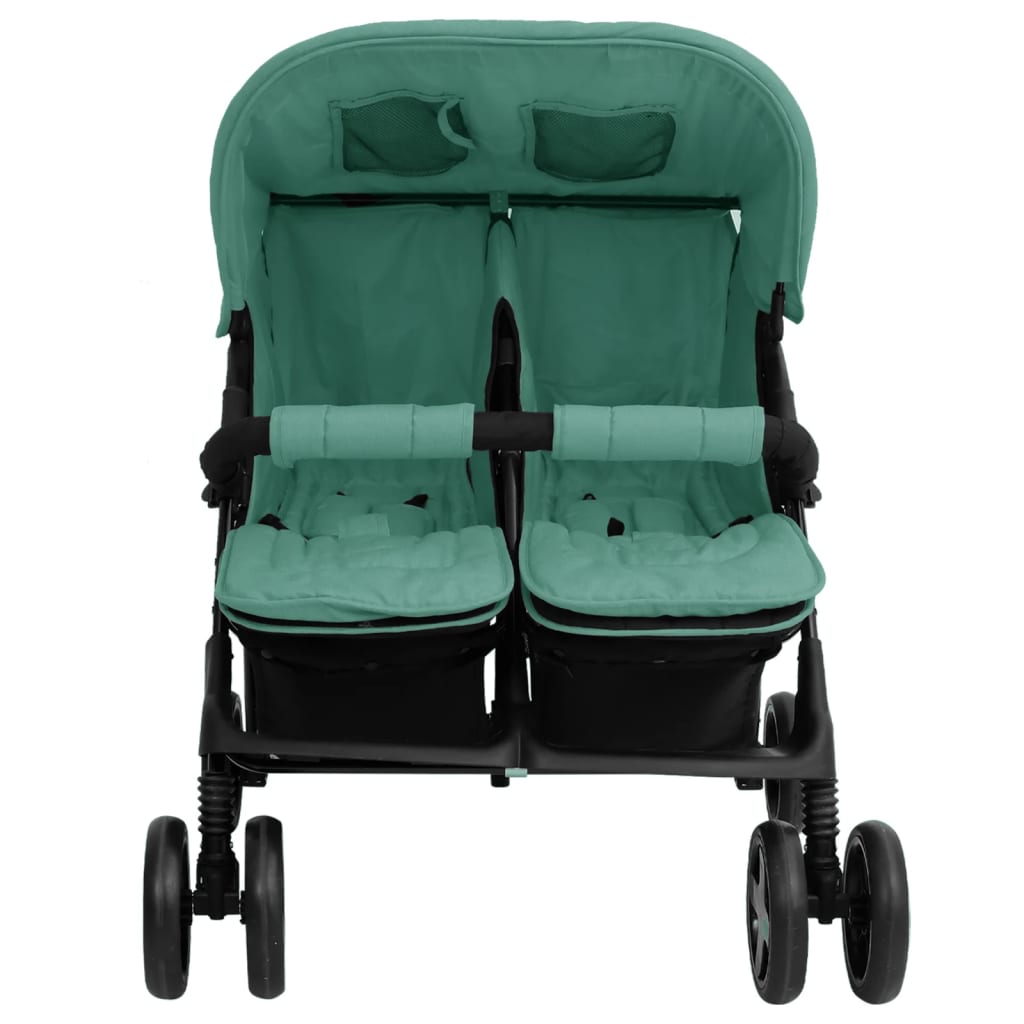 Tweelingkinderwagen staal groen