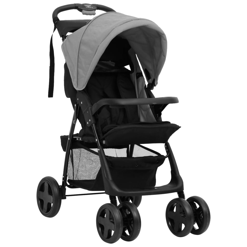 Kinderwagen 3-in-1 staal en zwart