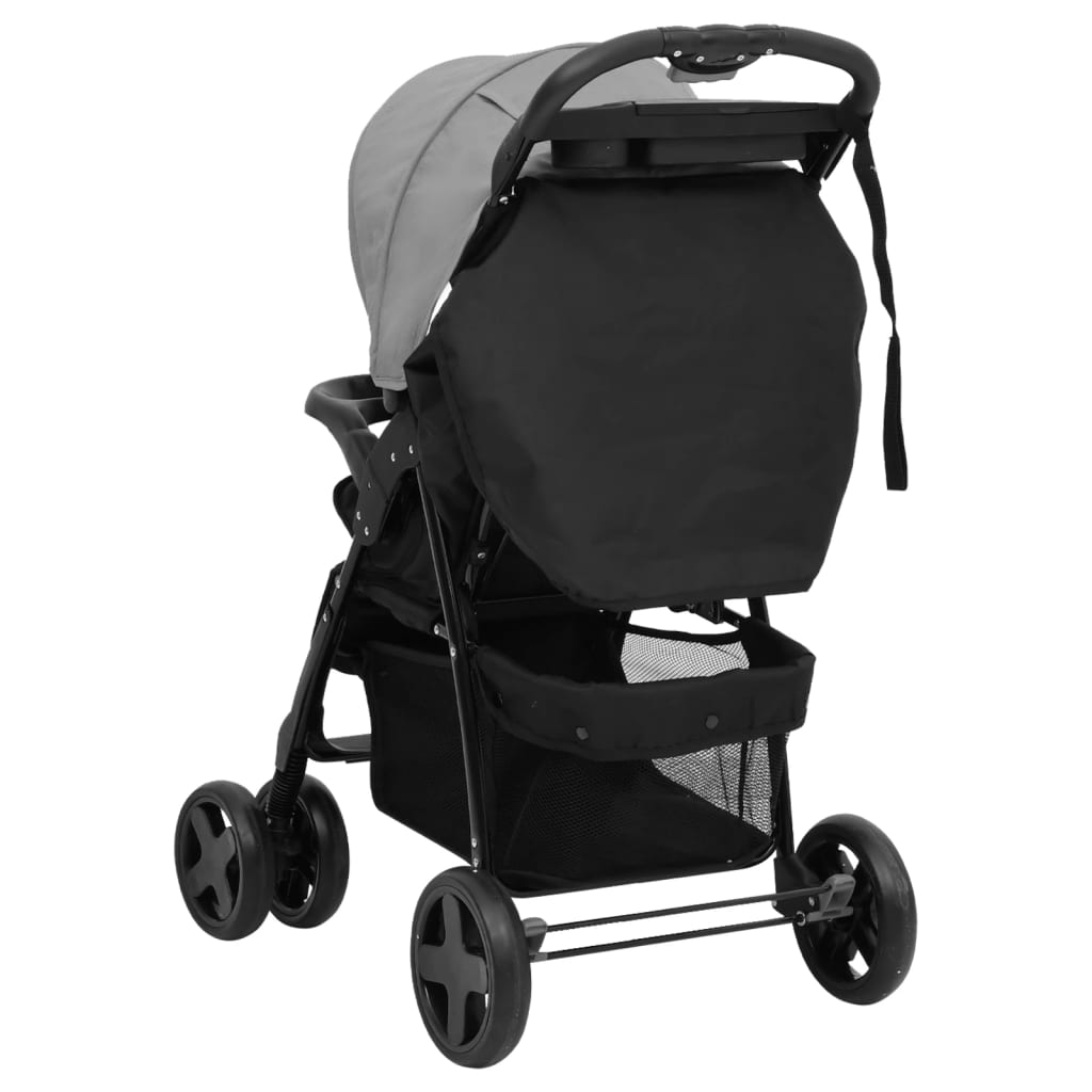 Kinderwagen 3-in-1 staal en zwart