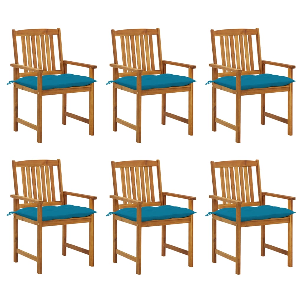 Chaises de jardin 8 pcs avec coussins en bois d'acacia massif