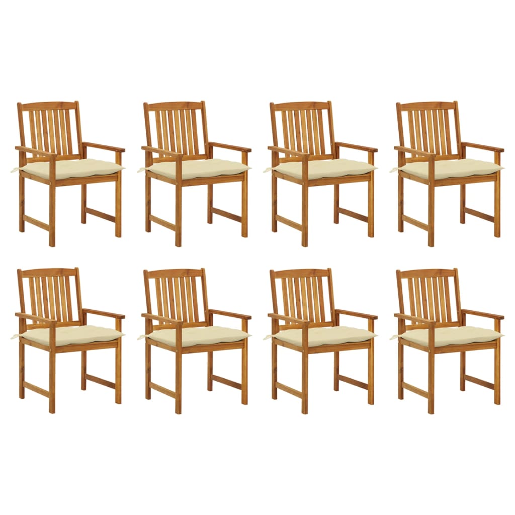 Chaises de jardin 4 pcs avec coussins en bois d'acacia massif