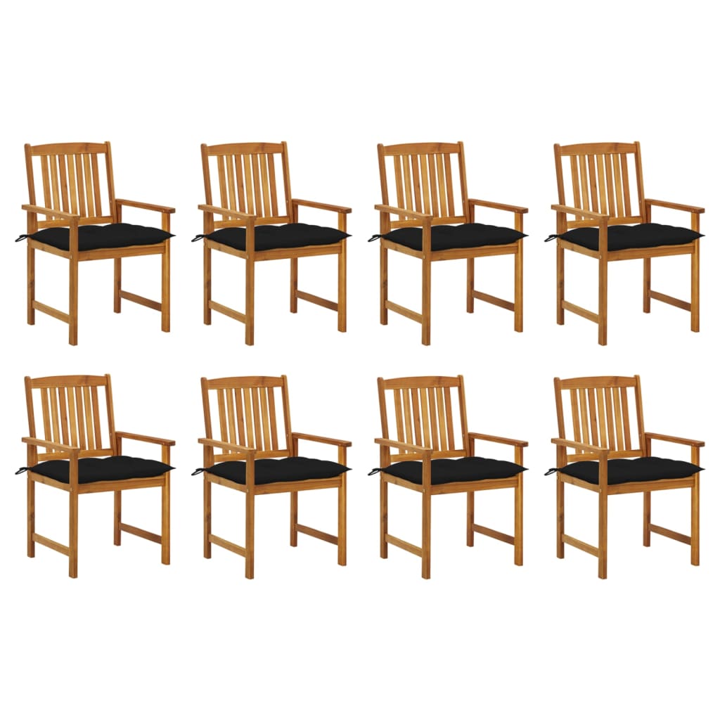 Chaises de jardin 4 pcs avec coussins en bois d'acacia massif