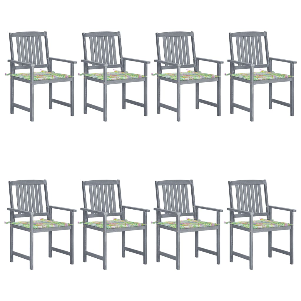 Chaises de jardin 4 pcs avec coussins en bois d'acacia massif