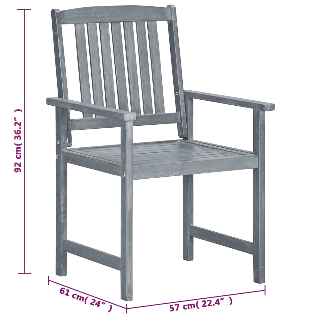 Tuinstoelen 4 st met kussens massief acaciahout grijs