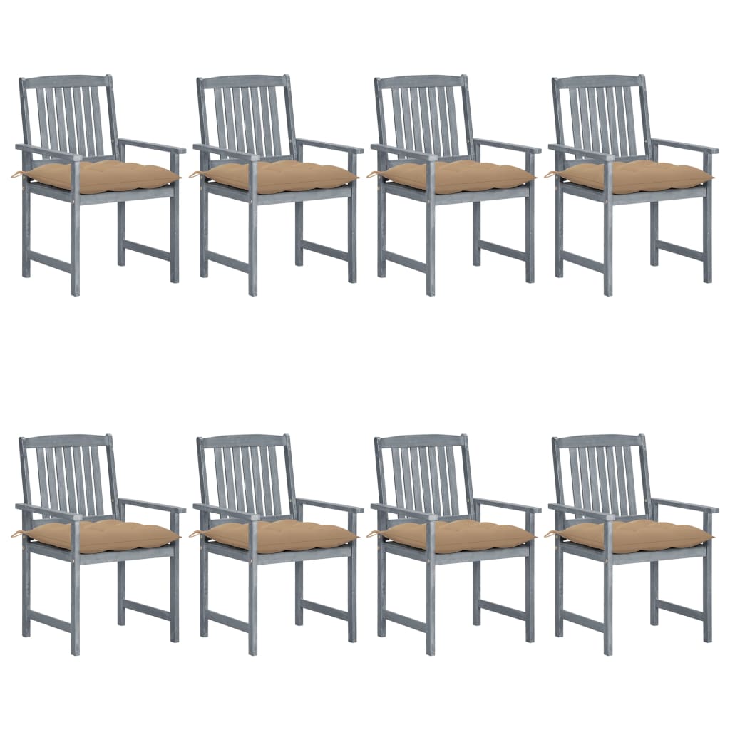 Chaises de jardin 4 pcs avec coussins en bois d'acacia massif